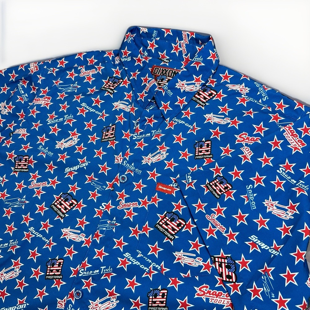 Dixxon Button Up Shirt Mens Xl Travis Pastrana Snap-On Blue Stars Hawaiian Limit